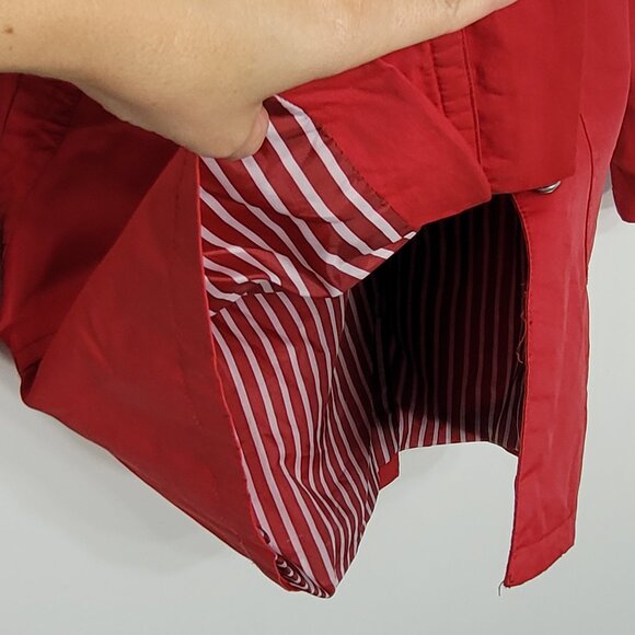 Suka Women's Red Cotton Blend Pockets Zip & Button Details Trench Coat Size XS - Picture 6 of 15